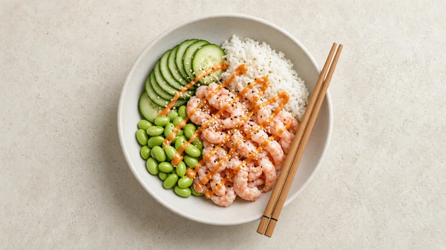 Mini shrimp poke bowl (AI-generated illustration)